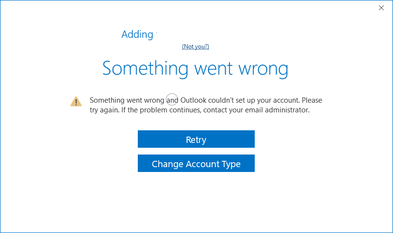 something went wrong outlook